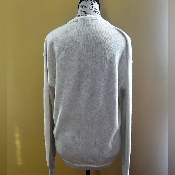 Lacoste Izod Sweater Gator Patch Ivory V Neck Vintage 90s Tennis Preppy Mens L - Picture 5 of 10